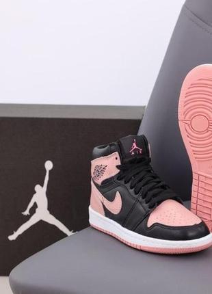 Женские кроссовки nike air jordan 1 mid pink black 36-37-38-39-40-416 фото