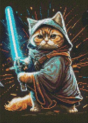 Алмазна мозаїка "кіт-воїн" compravda.dmtr amo7565 40х40 см ідейка