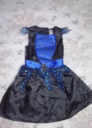 Карнавальное платье ночь волшебницы колдуньи на 5-6лет