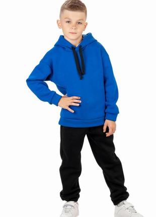 Теплый спортивный костюм на флисе для мальчиков, теплый спортивный костюм черные брюки на флисе зимний флис трехнитка с начесом3 фото