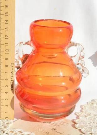 Дивовижної краси старовинна ваза із кольорового гутного скла3 фото