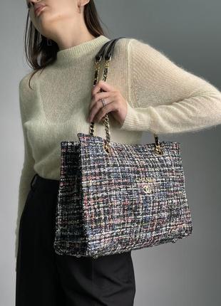 Стильна жіноча сумка chanel textile tote bag tweed vakko 32 х 24 х 11 см2 фото