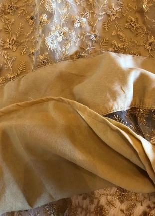 Нарядная золотистая макси юбка, р-р 406 фото