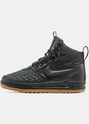 Чоловічі зимові шкіряні кросівки nike lunar force 1 duckboot хутро❄️. колір чорний з коричневим.