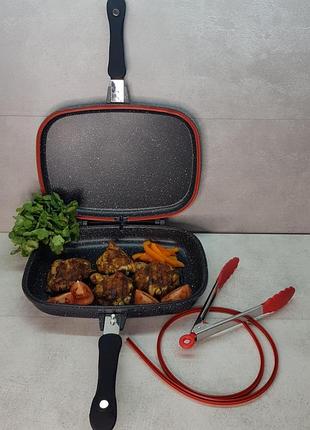 Сковорода-гриль двостороння edenberg 32х25х4.8см з мармуровим покриттям (eb-8138)