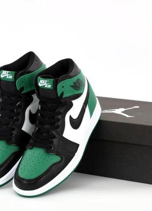 Мужские кроссовки nike air jordan 1 mid green white black 42-44-45