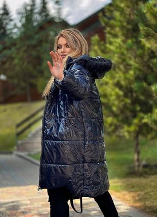 Пальто женское зимнее стёганное с капюшоном со съемным воротником все размеры5 фото