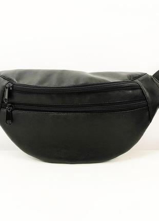 Сумка на пояс з еко-шкіри. сумка через плече. бананка чоловіча, жіноча. колір чорний