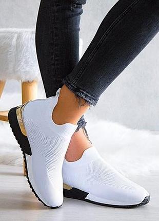 Женские кроссовки белые трикотажный верх спортивные гибкие испания 36-40 размер