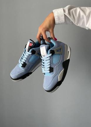 Замшеві кросівки nike air jordan 4 blue. жіночі та чоловічі розміри.