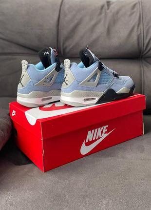 Замшеві кросівки nike air jordan 4 blue. жіночі та чоловічі розміри.3 фото