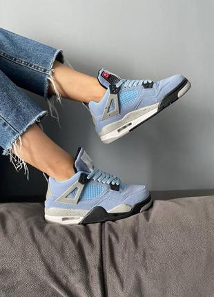 Замшеві кросівки nike air jordan 4 blue. жіночі та чоловічі розміри.7 фото