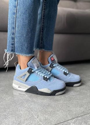 Замшеві кросівки nike air jordan 4 blue. жіночі та чоловічі розміри.9 фото