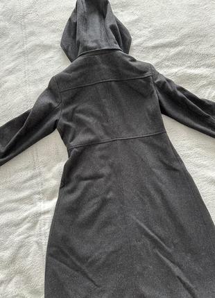 Черное шерстяное пальто с капюшоном. высокая шея. туречевая. кашемировое пальто2 фото