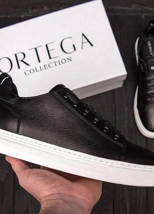 Мужские кожаные кеды ortega aircross black, мужские классические кеды, мужская кожаная классическая обувь