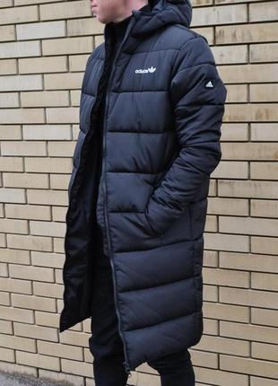 Зимова чоловіча парка adidas з капюшоном чорна довга зимова куртка адідас2 фото