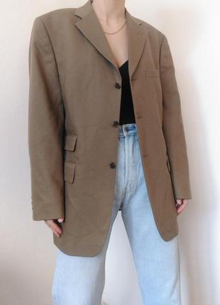 Винтажный пиджак шерстяной жакет оливковый блейзер шерсть пиджак винтаж жакет1 фото