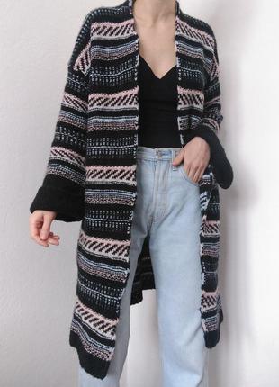 Шерстяной кардиган мохер свитер черный джемпер шерсть пуловер реглан лонгслив кофта шерсть7 фото