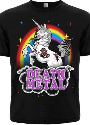 Чорна футболка death metal (unicorn), розмір l