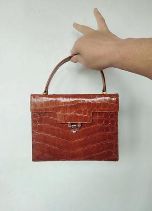 Сумка сумочка из натуральной кожи крокодила в стиле gucci, chanel6 фото