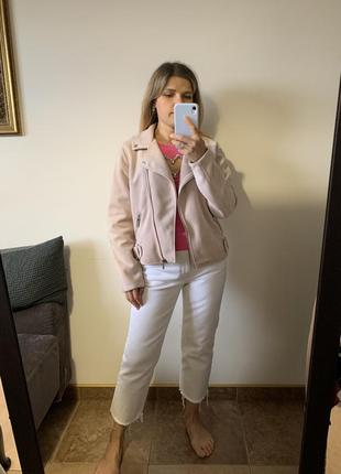 Куртка косуха коттоновая размер s old navy розовая, пудровая под замш, мягкая!4 фото
