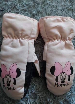 Зимние теплые варежки перчатки минные на девочку 3-5 лет