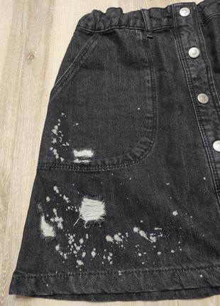 Стильная трендовая джинсовая юбка с карманами, джинсовая юбочка zara на подростка4 фото