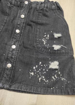 Стильная трендовая джинсовая юбка с карманами, джинсовая юбочка zara на подростка6 фото
