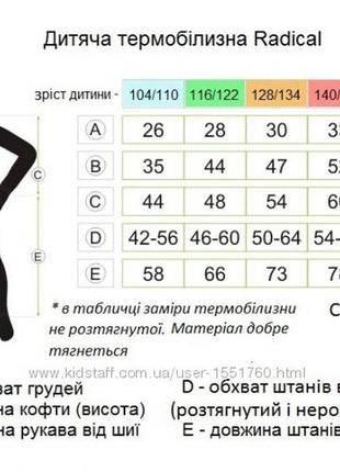 Термобелье детское radical5 фото