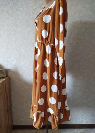Свіло-коричнева сукня у великий горох shein3 фото