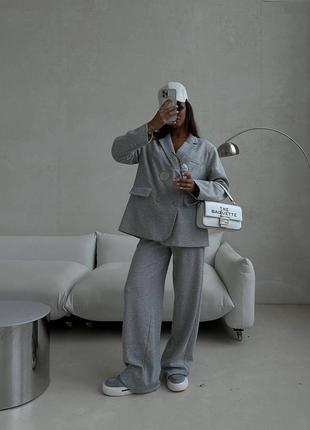Костюм брючный классика в стиле maison margiela mm6 серый брюки клэш палаццо2 фото