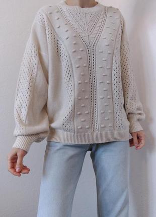 Молочный свитер джемпер оверсайз пуловер реглан лонгслив кофта винтаж свитер