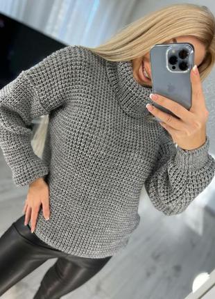 Шикарный шерстяной свитер с воротником2 фото