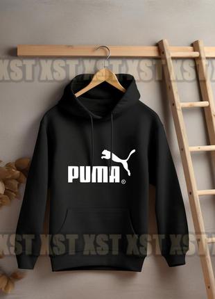 Жіночий худі на флісі оверсайз oversize puma пума чорний