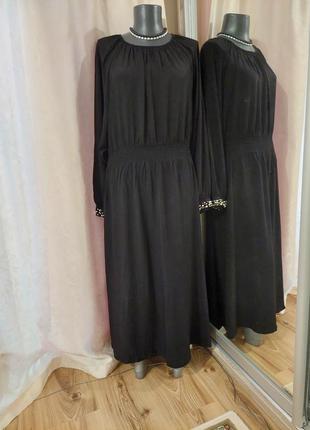 Вискозное с жемчугом на рукавах платье 👗