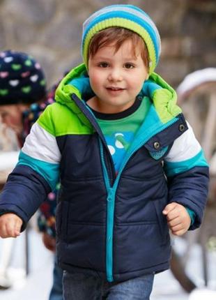 Куртка демісезонна для хлопчика liegelind колір синій салатовий розмір 86