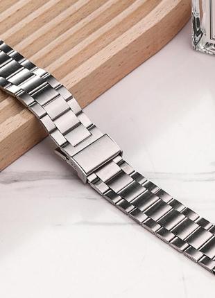 Сталевий ремінець / браслет для смарт і классичних годинників. ширина 20 мм,  22 мм. колір срібла. штамповка