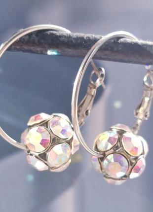 Сережки-кільця з камінням