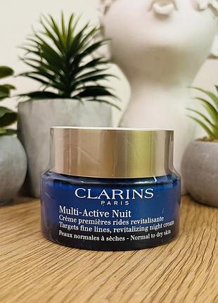 Оригінал нічний крем clarins multi-active nuit targets fine lines, revitalizing night cream normal to skin оригинал ночной крем