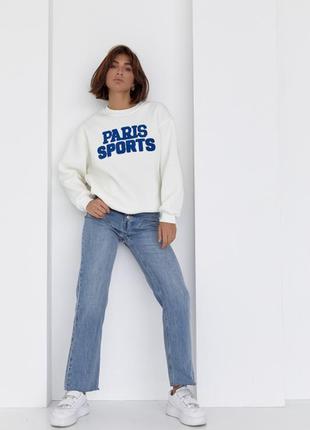 Теплый свитшот на флисе с надписью paris sports3 фото