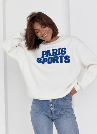 Теплый свитшот на флисе с надписью paris sports5 фото