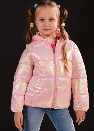 Куртка на синтепоні з вушками світло-рожева  р.90-110
