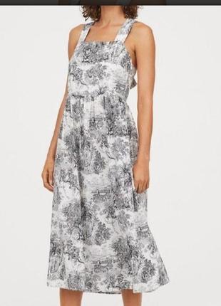 Платье миди сарафан с льном h&m