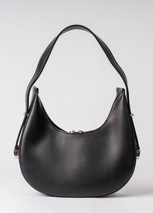 Женская сумка черная сумка полукруг полумесяц черная сумочка на плече