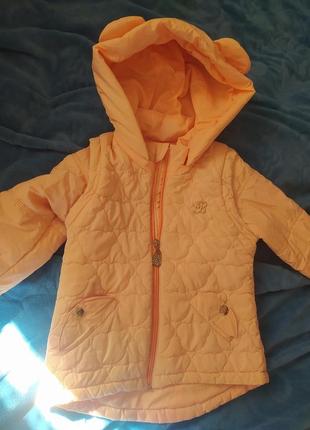 Куртка жилетка жилет с ушками персиковая 4 года3 фото