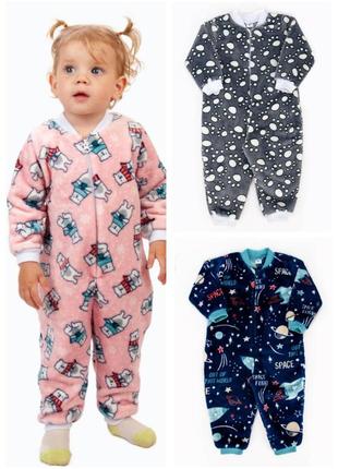 Махровая пижама комбенизон, махровый ромпер для малышей, теплая пижама махровая плюшевая пижама