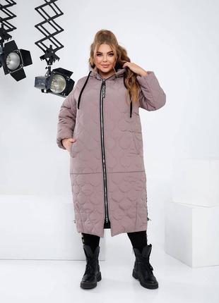 Теплое женское зимнее пальто с капюшоном 52-66 размеры2 фото