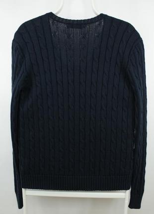 Стильный хлопковый свитер polo ralph lauren cable-knit blue cotton v-neck sweater women's7 фото