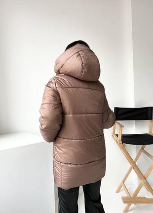 Куртка стеганая зимняя цвет мокко2 фото