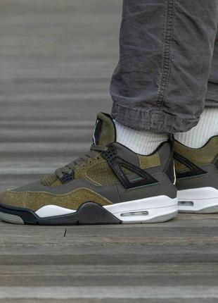 Кросівки air jordan retro 4 haki7 фото